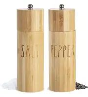 Rae Dunn Salt and Pepper Grinder Set of 2 - Bamboo Sea Salt Pepper Grinder -