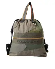 Dolce & Gabbana Military Green Patchwork Rucksack Backpack Bag - RRP 2041.2 USD