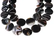 Black and White Sardonyx Agate 20mm Coin Bead Strand | 20x5mm | 20 Beads |