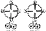 [Niaspi] 2Pcs Round Bells Fake Nipple Rings for Women Stainless Steel Minimalist Punk Non Piercing Nipple Rings Silver Ball Bell Drop Dangle Adjustable Fake Nipple Piercing Jewelry