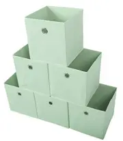 Storage Bins Foldable Cube Organizer Fabric Drawer Set of 6 Light Green