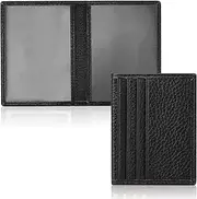 [Unaone] Slim Minimalist Wallet - Premium Leather Card Holder Card Case RFID Blocking Front Pocket Wallets with 8 Card Slots and 2 ID Window, Black, Minimalist