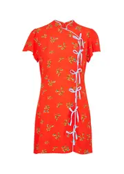Kitri Harlow Floral-print Mini Dress - Red - 12 (UK12 / M) 12 (UK12 / M)