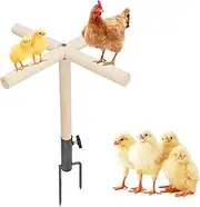 Chicken Perch for Coop, Wooden Chick Perch Stand with Metal Ground Plug, Chicken Coop Backyard Poultry Accessories, Suitable for Poultry Rooster Chicks Large Bird Parrot
