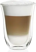 De'Longhi | 2 x Latte Macchiato Glasses Pack | 5513214611 | 2 x 330ml Double Wall Tumbler Cups | Clear, Glass