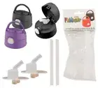 THERMOS Funtainer 2 Replacement Straws & Mouthpieces Set for Lids w/ Carry Loop