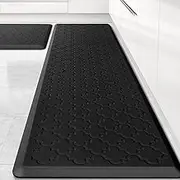 Kitchen Mat [2 PCS] Cushioned Anti-Fatigue Floor Mat Waterproof Non-Skid Kitchen Mats and Rugs Ergonomic Comfort Foam Kitchen Rugs Standing Mat for Floor Office Sink (Black,20"x30"+20"x60")