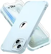 ORETECH Designed for iPhone 13 Mini Case with [2 x Tempered Glass Screen Protector] [Camera Protection] [Military Grade Protective] Full Body Shockproof Bumper Case for iPhone 13 Mini-Baby Blue