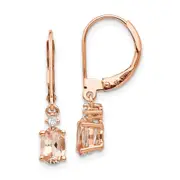 14k Rose Gold Oval Morganite u0026 Real Diamond Leverback Earrings
