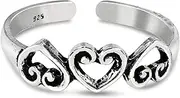 [AeraVida] Triple Promise Open Heart .925 Sterling Silver Toe or Pinky Ring Jewellery