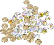 Happyyami 50 pcs Hexagon Nail Rhinestones Durable Nail Gems Creative Manicure Supplies Easy to Use Crystals for Parties Birthdays and Special Occasions