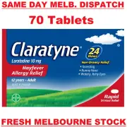 CLARATYNE CLARITIN LORATADINE 10MG 24HR ALLERGY RELIEF 70 TABLETS EXP. 06/2025