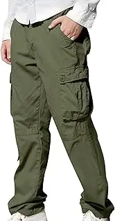 [Generic] Men's Flex Ripstop Cotton Cargo Pants Lightweight Hiking Tactical Pants Straight-fit Flap Pockets Quick Outdoor Pants