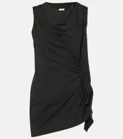 [Dries Van Noten] Dries Van Noten Draped cotton jersey top AU 10 black