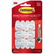 Command 17006ES Mini Hooks with Adhesive Strips, White, 6-Pk. - Quantity 6