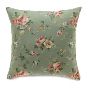 T35Pink Rose On Green Base With Feather Down Insert Pillow