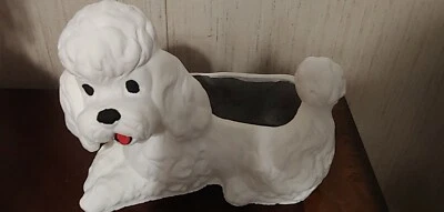 Vintage Concrete Cement Poodle Dog Planter