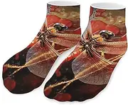 [QMNVBDS] Red Dragonfly Socks Ankle Length Socks Casual Short Socks for Women Men Low Cut Sports Socks Running Socks No Show Socks Ankle Socks Athletic Socks Workout Socks, Style, One Size, Style, One