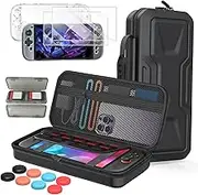 Carrying Case for Nintendo Switch 2(2025), Accessories Bundle with Dockable Hard Clear Case, 2 Screen Protectors & 8 Thump Grips, Portable Protection Travel Handbag with Game Card Slots, Fix Strap