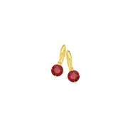 9ct Gold Created Ruby Round Brilliant Cut Hook Earrings in Red