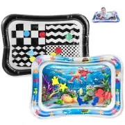 PandaEar 2 Pack Tummy Time Water Mats for Baby, Inflatable Water Play Mats To