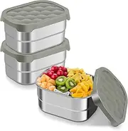 3Pcs Kids Snack Container,Kids Snack Box,Stainless Steel Food Box,Stainless Steel Snack Box,Toddler Snack Container for Daycare School