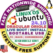 UBUNTU LINUX 24.10 BOOTABLE USB LATEST ORACULAR ORIOLE AMD64 for MAC & PC
