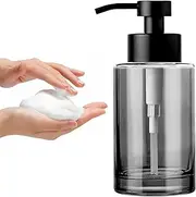 Enra Black Soap Foam Dispenser, 12 oz Bathroom Hand Soap Dispenser, Modern Refillable Bottle Made of Thick Glass for Bathroom and Kitchen (Black Foam Dispenser)