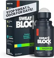 SweatBlock Clinical Strength Antiperspirant Roll-On Deodorant for Men & Women - Hyperhidrosis Aid to Stop Sweating - Up to 7 Days of Reliable Sweat Control Protection per Use - Unscented - 1.2 fl oz