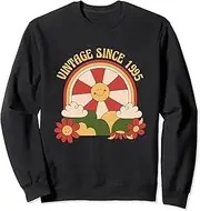 [X.Style] Vintage Since 1995 Retro Sunshine Flower 27th Happy Birthday Sweatshirt ds1870 Sweater (3XL) Black