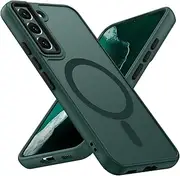 ROUMAYMAY for Samsung S22 Magnetic Case, [Compatible with MagSafe] Military Grade Protective Slim Translucent Matte Skin Smooth Phone Case for Samsung S22 5G Cover, Green
