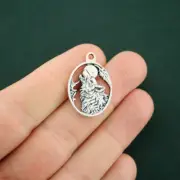 5 Wolf Moon Charms Antique Silver Tone - SC7094