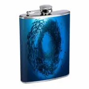 Fish School Em1 Flask 8oz Stainless Steel Hip Drinking Whiskey