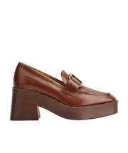 square-toe leather loafers 37 Brown