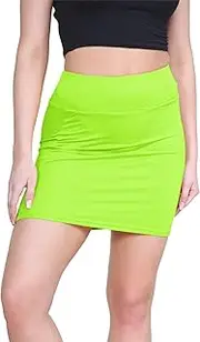 [Janisramone] Womens Ladies Waisted Plain Jersey Summer Bodycon Tube Office Pencil Short Mini Skirt