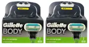 Gillette Body Razor Blade Refills Fits on Mach3 & Venus Handle, 4 Cartridges