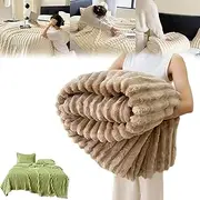 Rabbit Plush Nap Blanket, Rabbit Plush Blanket, Winter Thickened Blanket, Thickened Rabbit Plush Nap Blanket, Thickened Warm Rabbit Plush Nap Blanket, Winter Thickened Rabbit Plush Nap Blanket(Dark Br