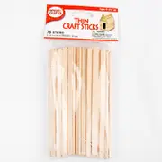 Natural Wood Thin Craft Sticks 75 Pieces