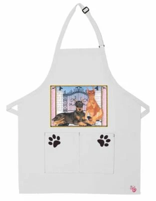Doberman Pinschers Two Pocket Bib Apron by Mary Badenhop
