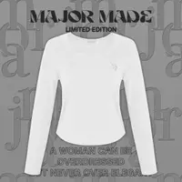 在飛比找momo購物網優惠-【MAJOR MADE】大圓領羅紋刺繡長袖上衣(素色上衣/打