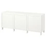 BESTÅ storage combination with doors, white/Hanviken/Stubbarp white, 180x42x74 cm