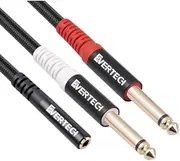 3.5mm 1/4 inch Stereo TRS Female to 2 Dual 6.35mm Mono TS Male Y Splitter Premium Cable 30CM