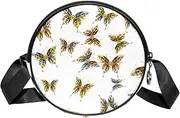 [FVQL] Round Crossbody Bag Purse Messenger Bag Shoulder Bag, Butterfly Pattern