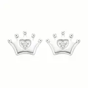 My First Diamond Kids Sterling Silver Crown Stud Earrings