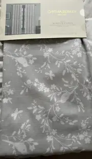 Cynthia Rowley 2 Curtain Panels Window 96 Floral Bird Grey New
