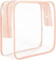 [FIYUK] Clear Travel Toiletry Bag TSA Approved Size Makeup Cosmetic Bag Portable Waterproof Transparent Pouch Storage, Pink
