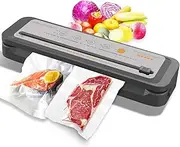 [MEGAWISE] 202309 Updated Model B w/ 4 Food Type/3 Bag Type Selection Food Vacuum Sealer Builtin Cutter for Fresh Saver of all food types moist, dry cold (Machine grey)