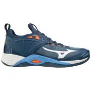 Mizuno - Mens Wave Momentum 2 Volleyball Indoor Sports Shoes (Denim/White/Scarlet Ibis)