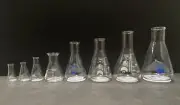 CONICAL FLASKS Beakers set of 8 sizes- 5,10,25,50,100,150,200,250ml glass