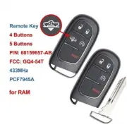 Remote Key Fob 4 5 Buttons 433Mhz with PCF7945A Chip FCC: GQ4-54T, 68159657-AB